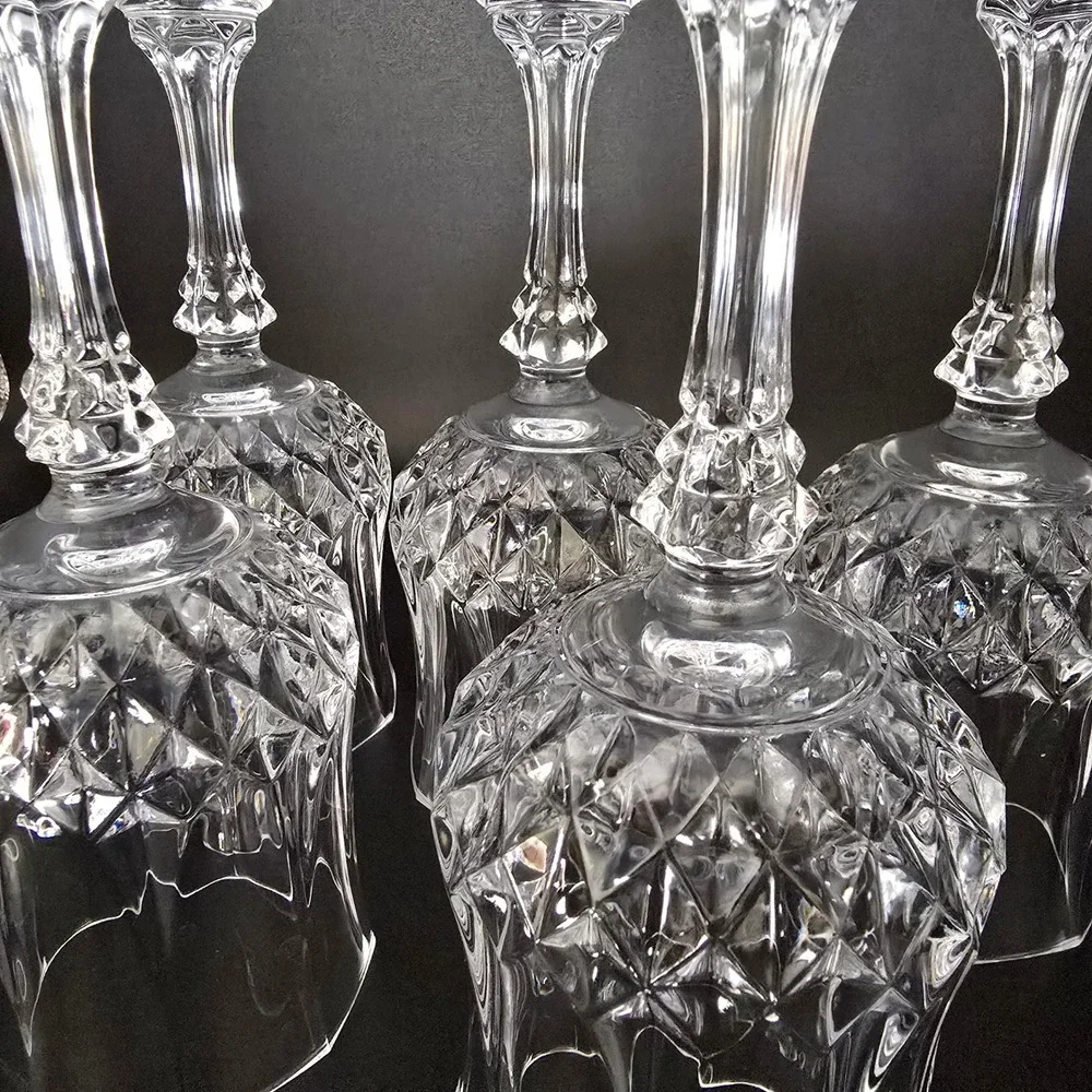 Elegant‎ Set of 5 Crystal D'Arques Cut Wine Glasses Stemware Clear Glassware